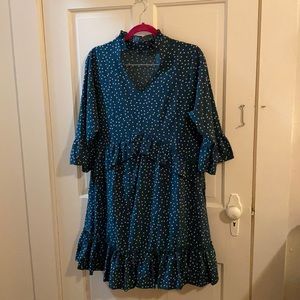 Forest green polka dot dress